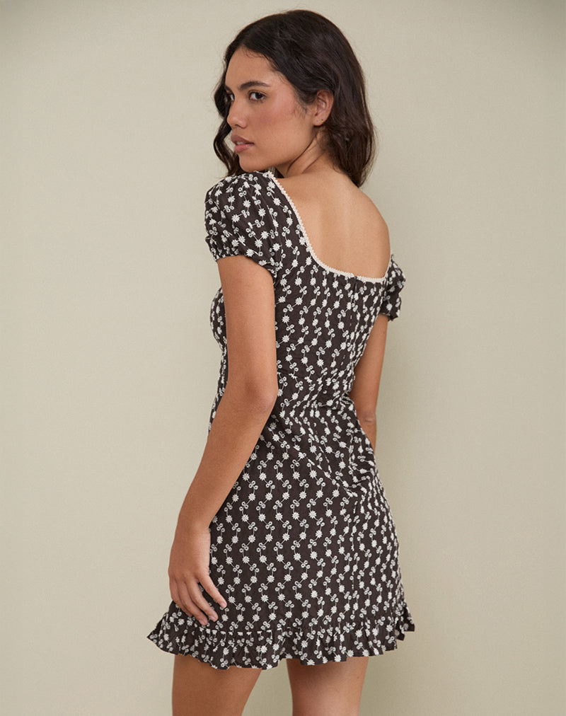 Imagen de Bella Mini Tea Dress in Floral Broderie Marrón