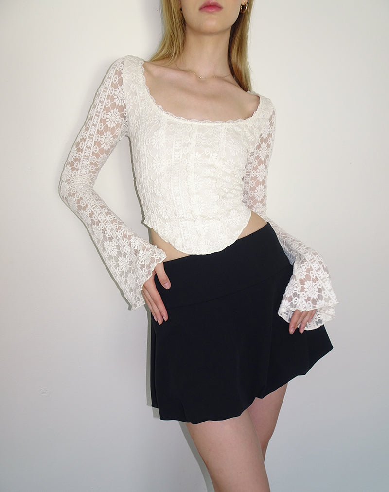 Imagen de Belle Top de manga larga en encaje Regal Ivory