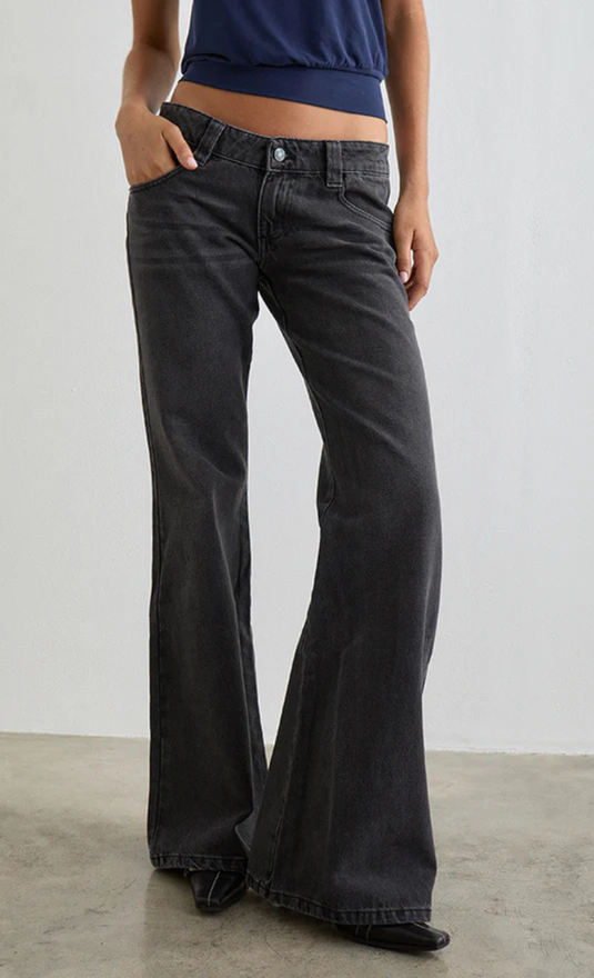 Pantalón de campana acampanado de tiro bajo