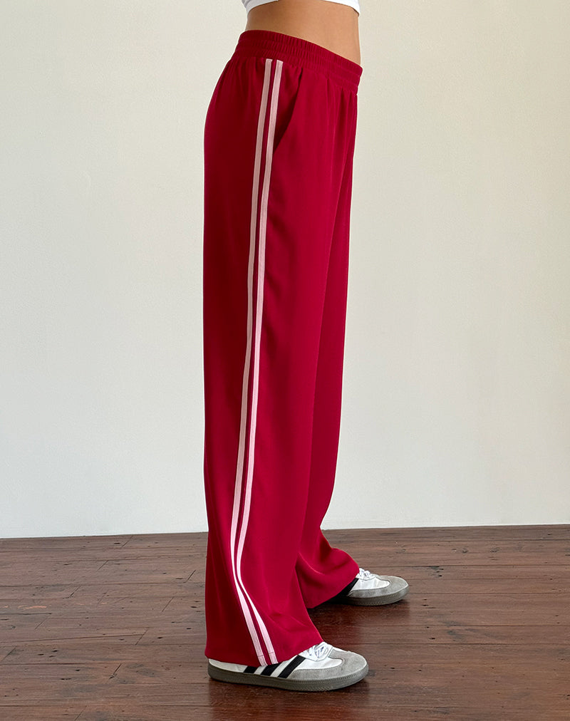 Imagen de Bennett Pantalón de pata ancha en sastrería Rojo con raya rosa