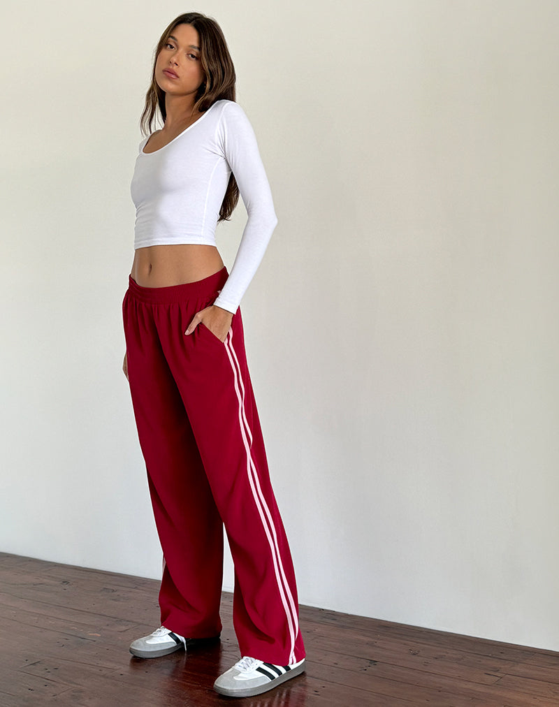 Imagen de Bennett Pantalón de pata ancha en sastrería Rojo con raya rosa