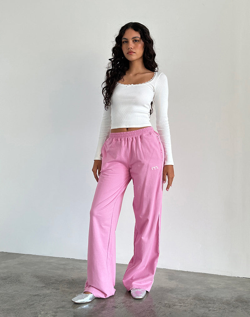 Imagen de Benton Jogger en rosa flamingo con ribete blanco y bordado M