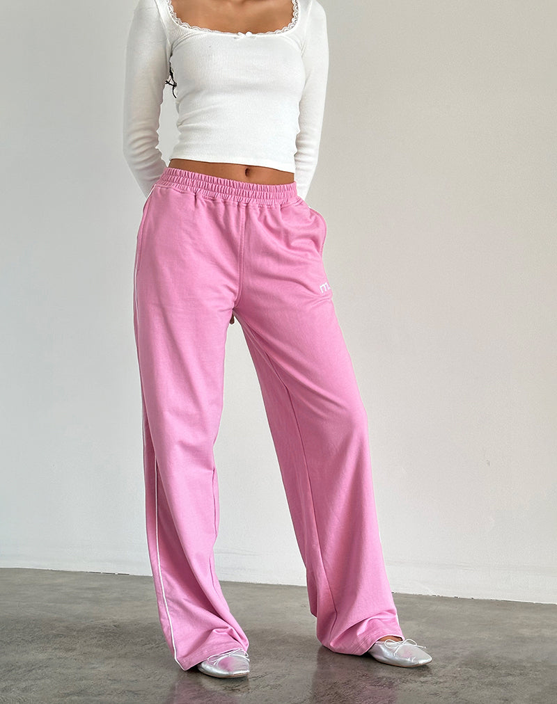 Imagen de Benton Jogger en rosa flamingo con ribete blanco y bordado M