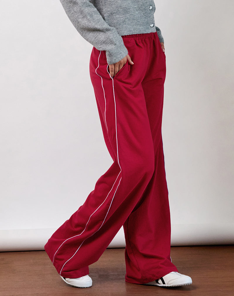 Benton Jogger en rojo adrenalina con ribete violeta