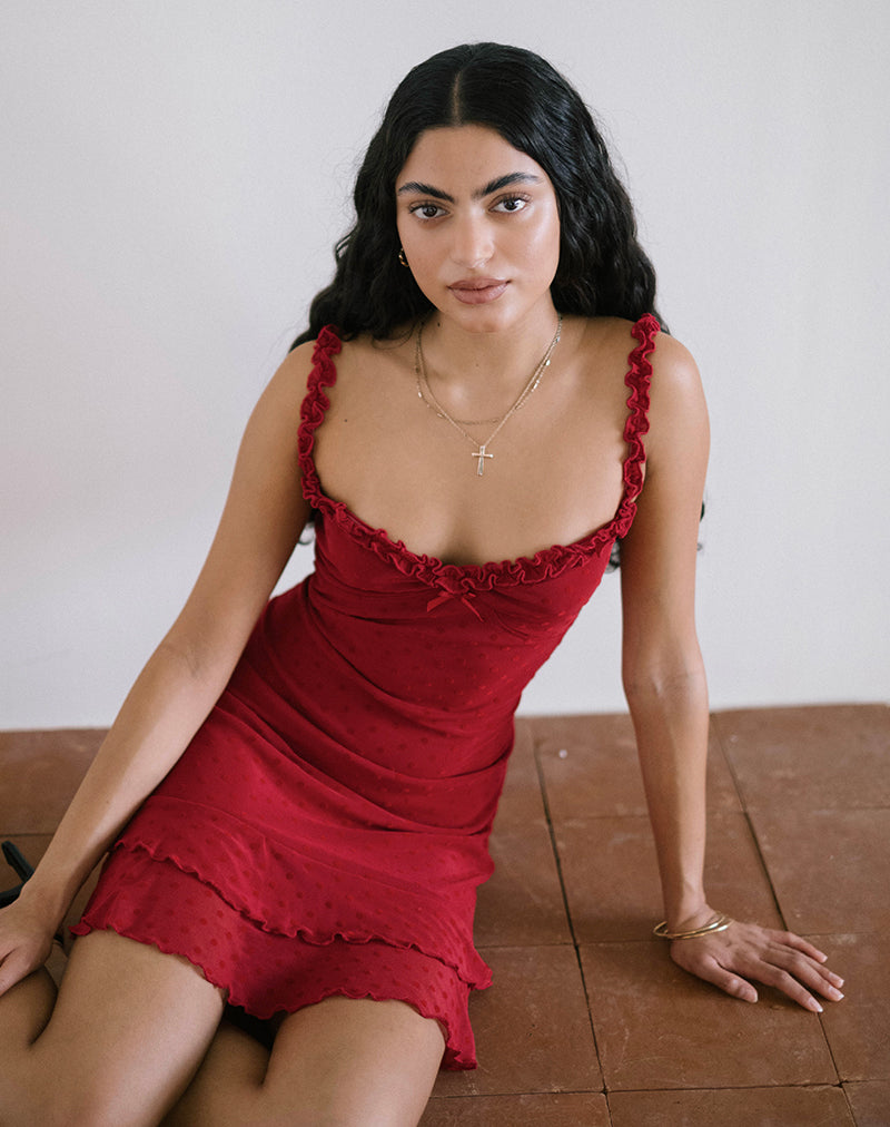 Imagen de Bestari Minivestido en Polka Basic Cereza