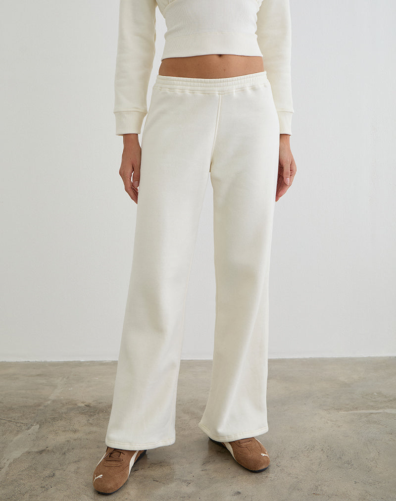 Pantalón jogger holgado Cille en felpa blanco invierno