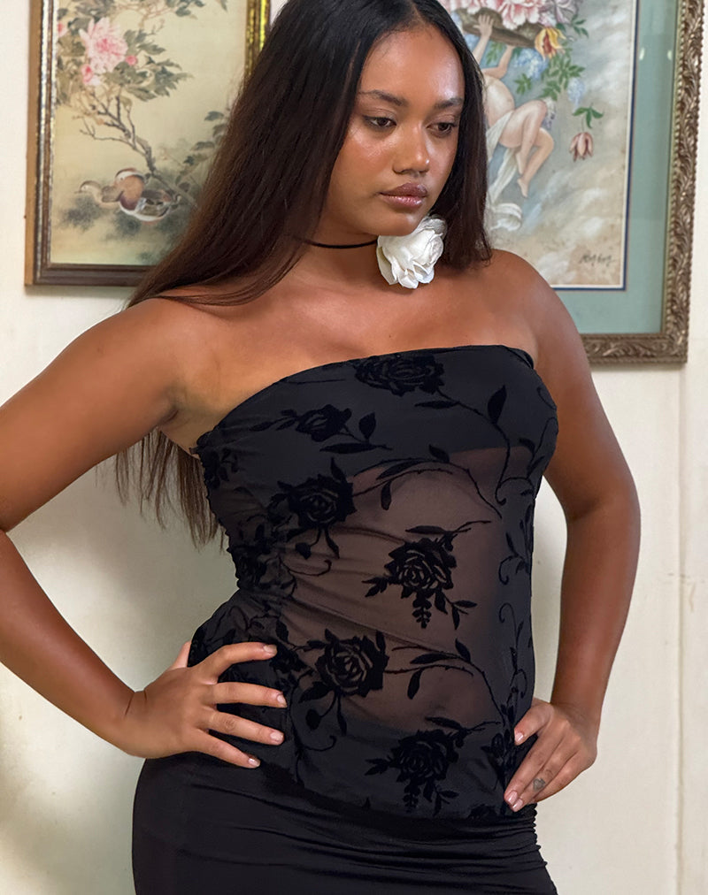 Imagen de Bilancia Bandeau Top en Rosa Flock Negro