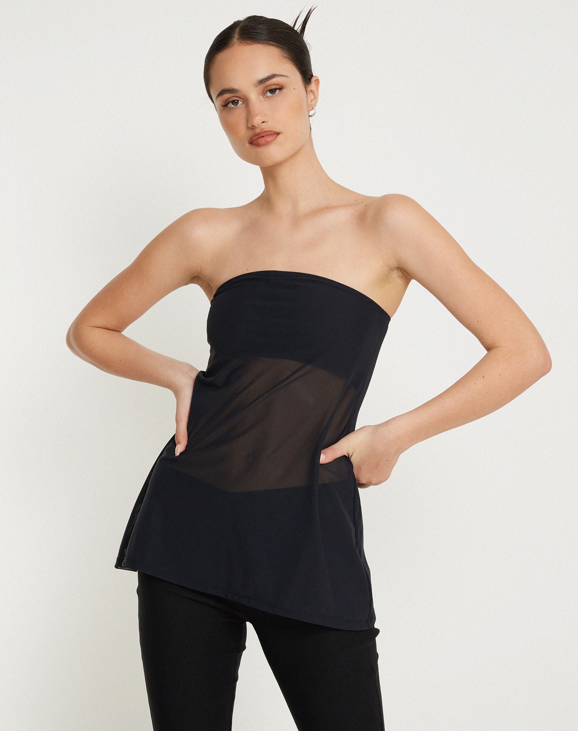 Imagen de Bilancia Bandeau Mesh Top en Negro