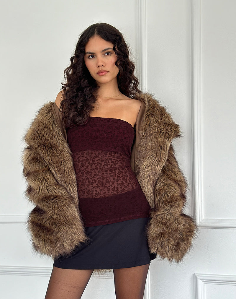 Top Bandeau Bilancia en Ditsy Flock Granate Quemado