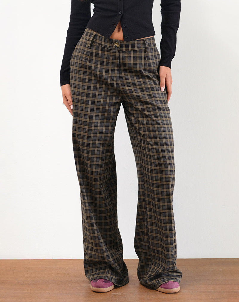Pantalón Binar de cuadros marrón oscuro