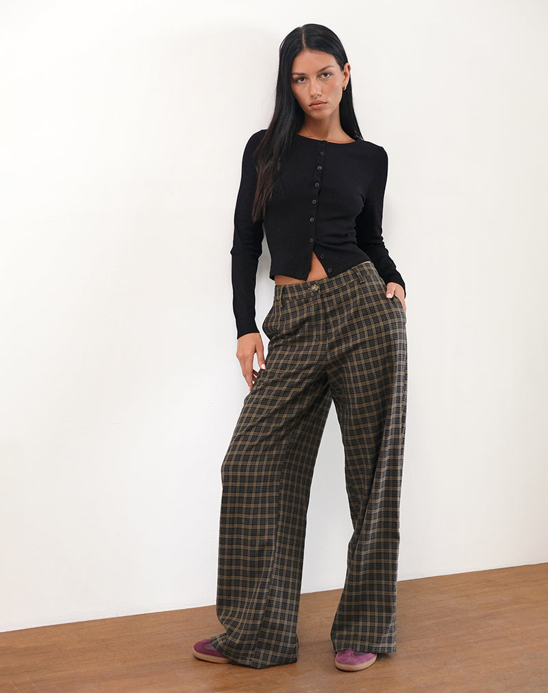 Pantalón Binar de cuadros marrón oscuro
