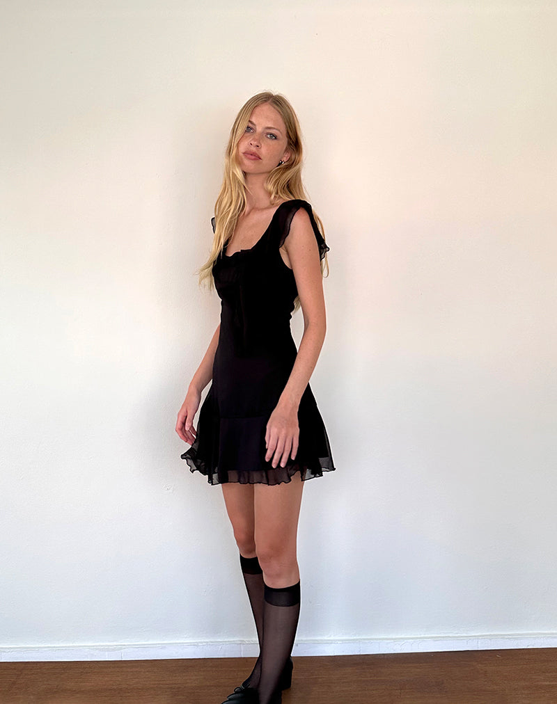 Imagen de Binita Mini Dress in Chiffon Negro