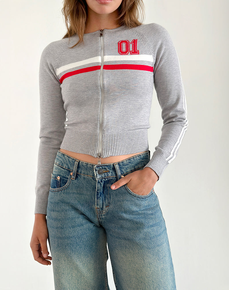Chaqueta con cremallera Binta en marga gris