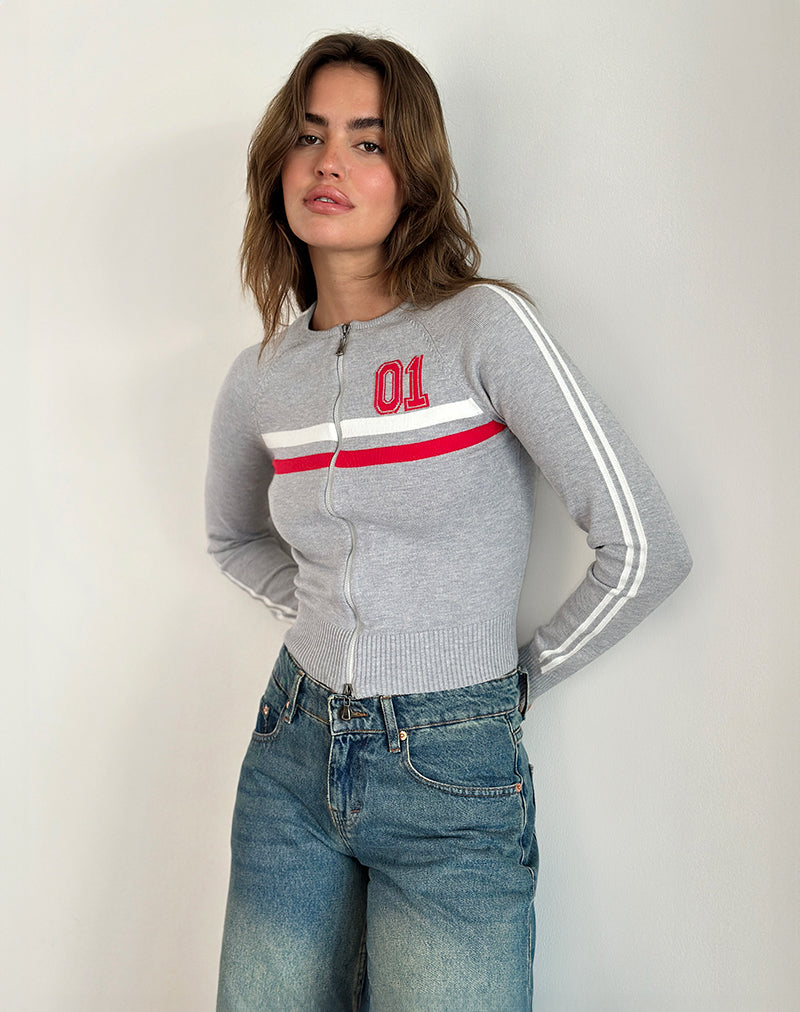 Chaqueta con cremallera Binta en marga gris