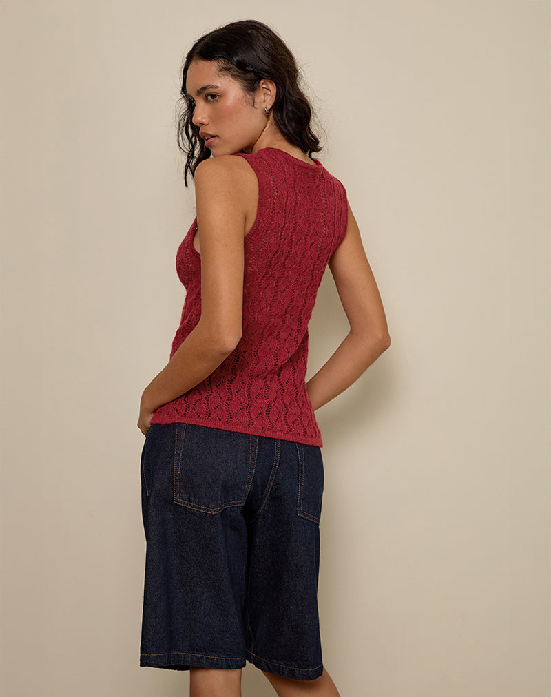 Imagen de Birama Camiseta de tirantes con botones en punto Rojo