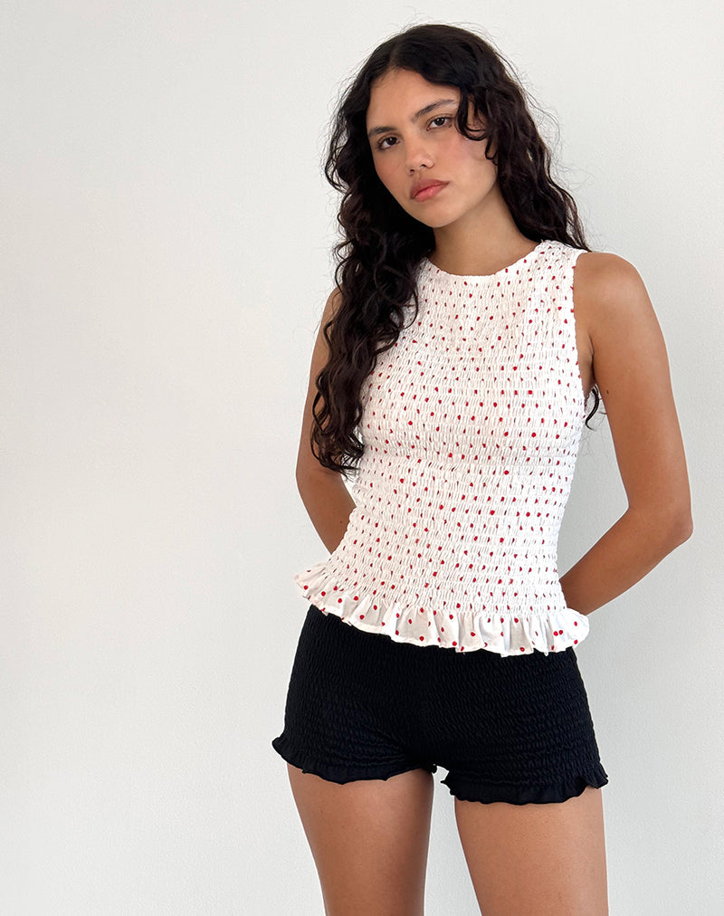 Imagen de Birita Camiseta de tirantes en blanco y rojo Polkadot