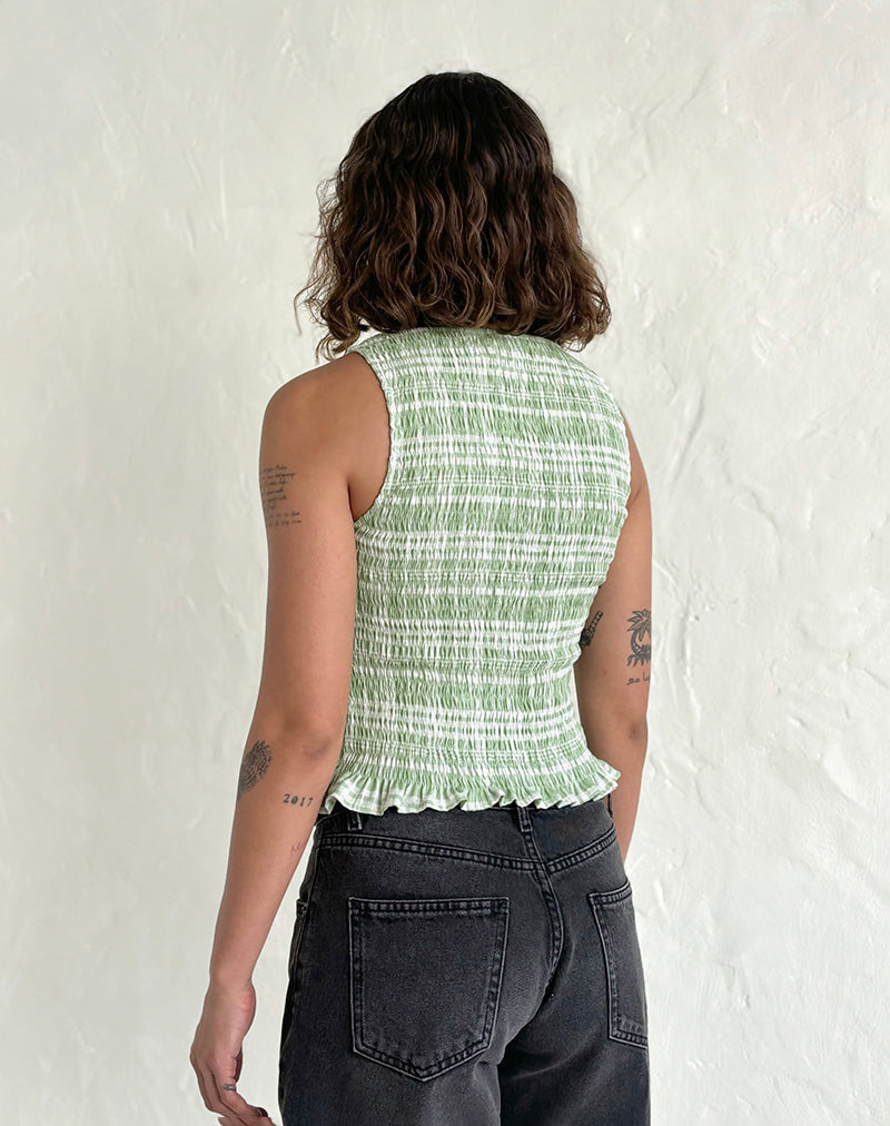 Imagen de Birita Shirred Top in Table Cloth Neo Mint