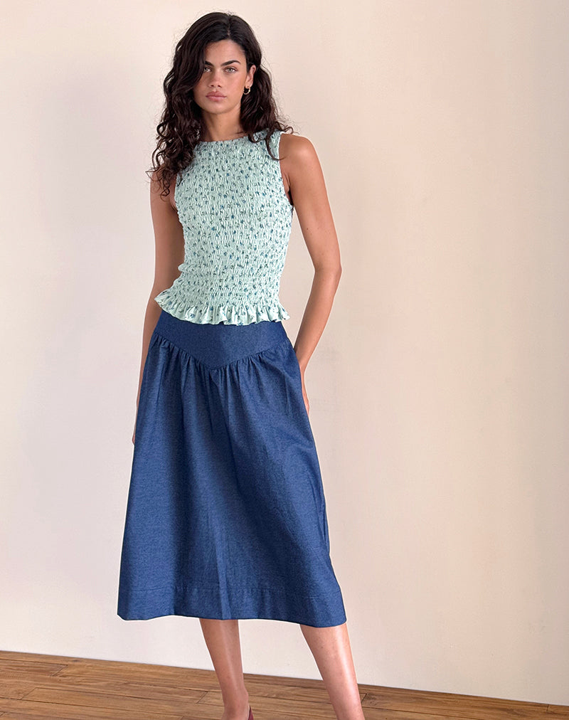 imagen de Birita Shirred Top en Pretty Petal Green