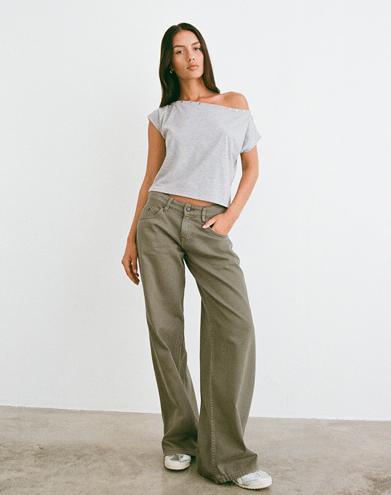 Imagen de Bizzy Top with Studded Neckline in Grey Marl