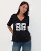 Imagen de Blaine Oversized Tee in Black with 86 White Lace Embroidery