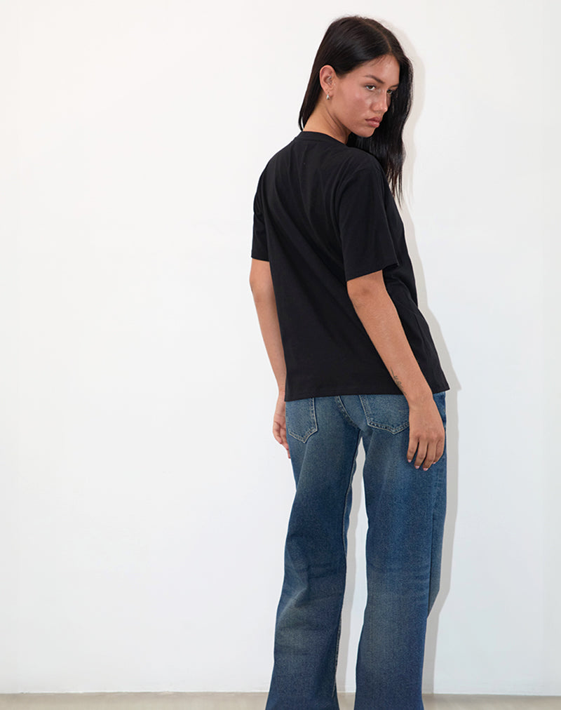 Imagen de Blaine Oversized Tee in Black with 86 White Lace Embroidery