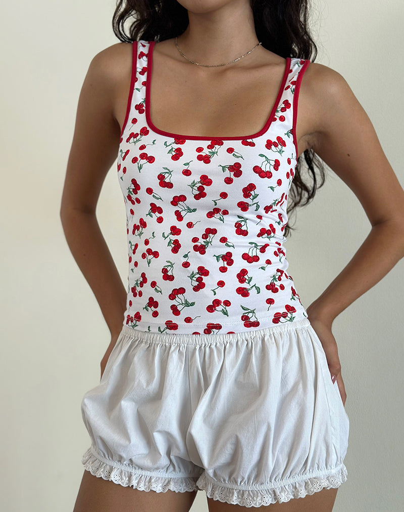 Blaira Top en Cherry Print Blanco