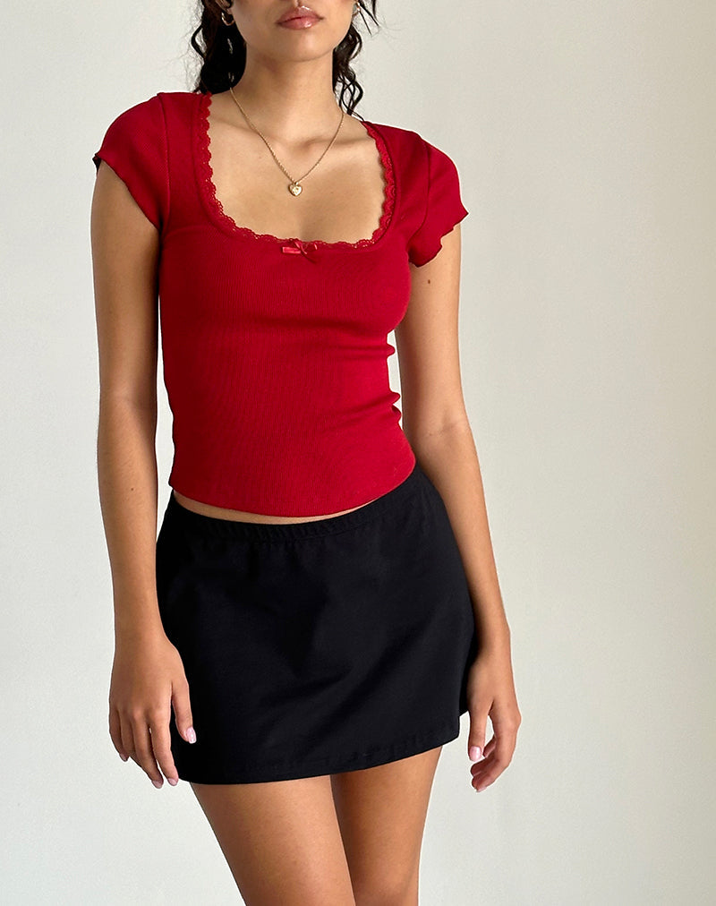 Imagen de Bovillo Cap Sleeve Top in Adrenaline Red