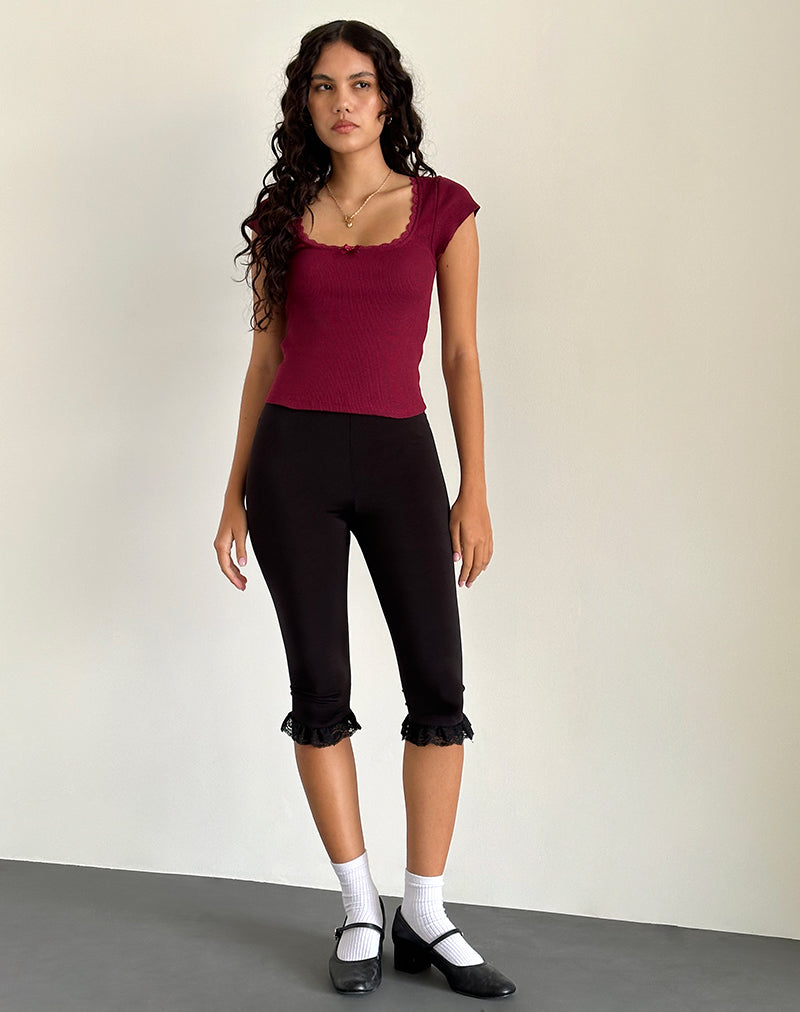 Imagen de Bovillo Cap Sleeve Top in Burgundy