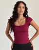 Imagen de Bovillo Cap Sleeve Top in Burgundy