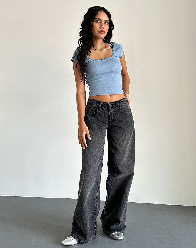 Imagen de Bovillo Cap Sleeve Top in Nantucket Blue