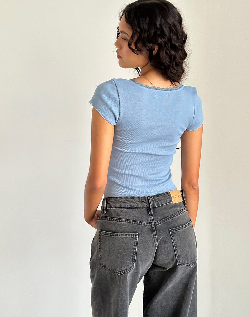 Imagen de Bovillo Cap Sleeve Top in Nantucket Blue