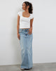 imagen de Maxifalda vaquera de talle bajo en denim blanqueado
