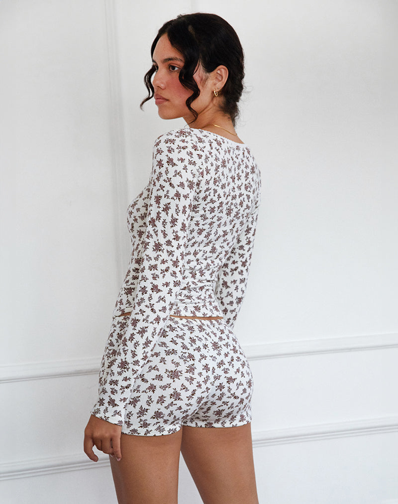 Imagen de Ritulia Pantalones cortos de canalé en Ditsy Floral Crema