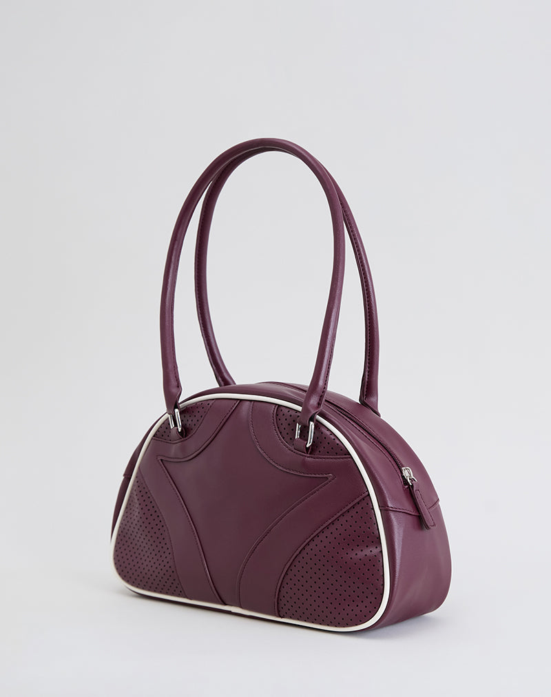 Bolso bombín en crema y burdeos