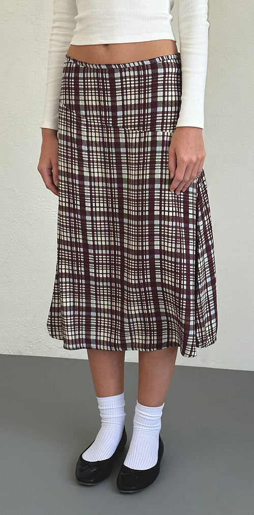 Imagen de Brella Falda Midi en Multi Check Marrón