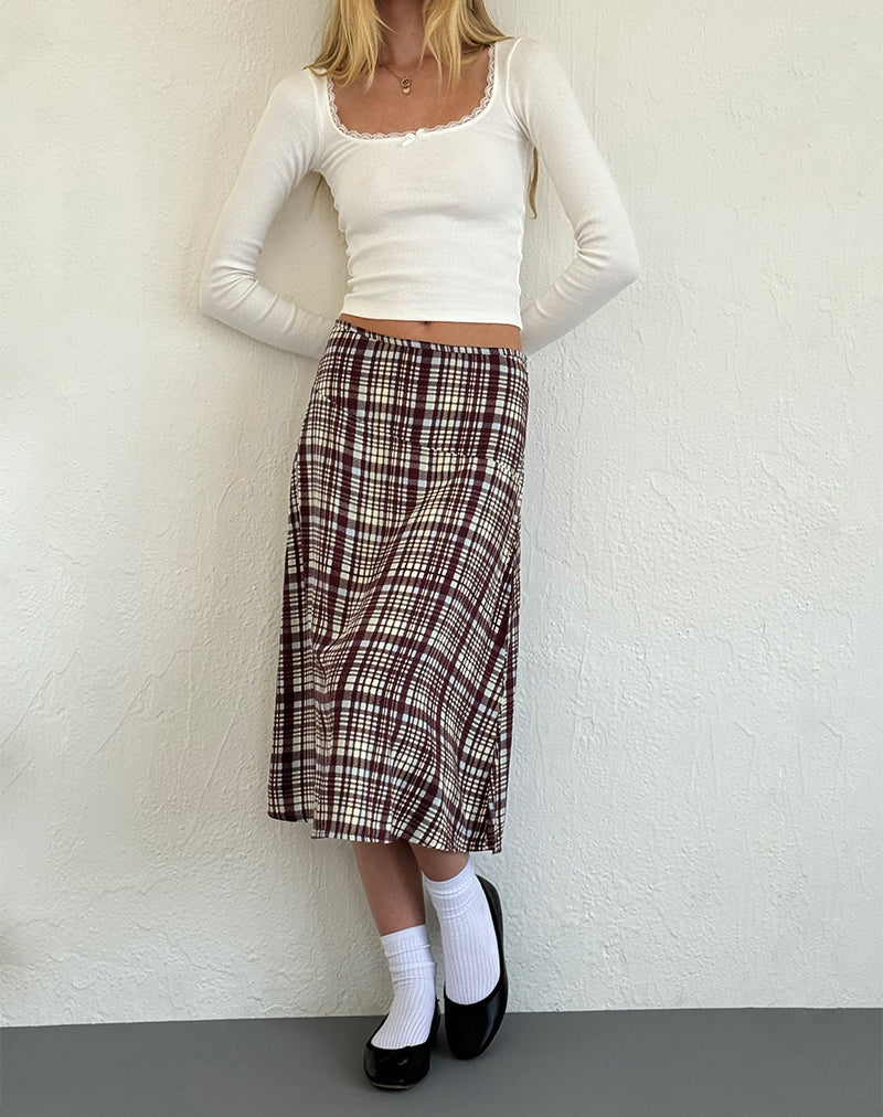 Imagen de Brella Falda Midi en Multi Check Marrón