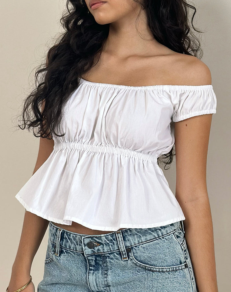 Imagen de Briari Drawstring Top in Poplin White