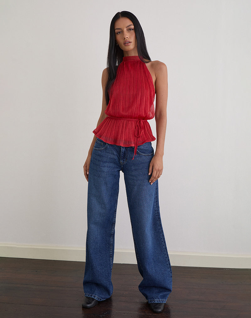 Imagen de Brienne Top en Shimmer Plisse Rojo