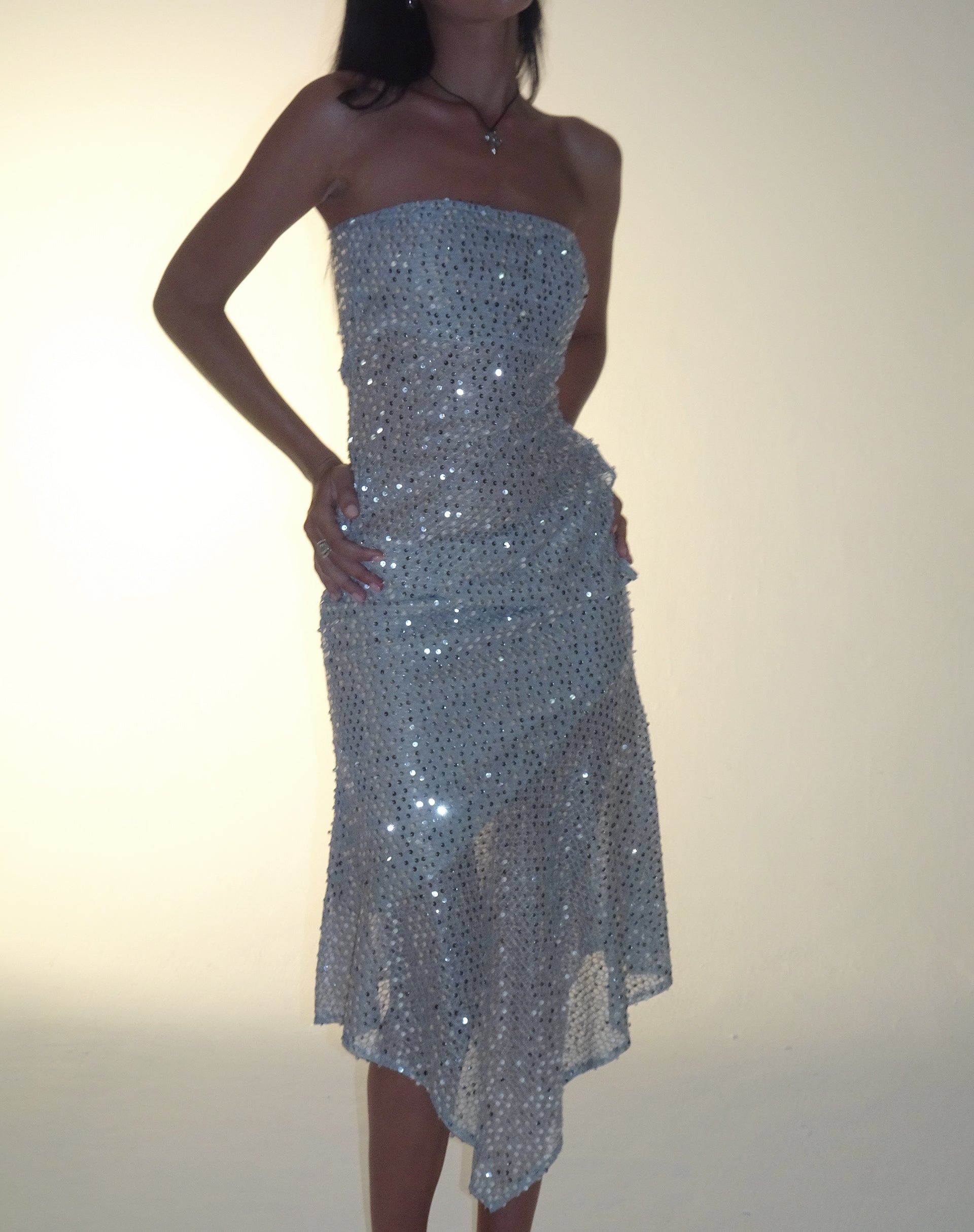 imagen de Carita Midi Skirt in Sequin Knit Silver