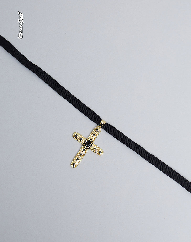 Imagen de Brooklyn Cross Choker Necklace de Gemini Jewels