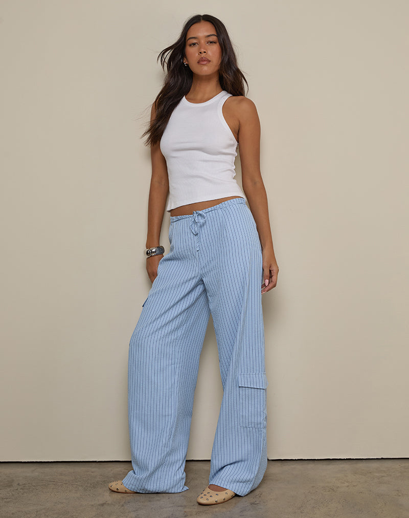 Pantalón Cargo Bruna a rayas azules