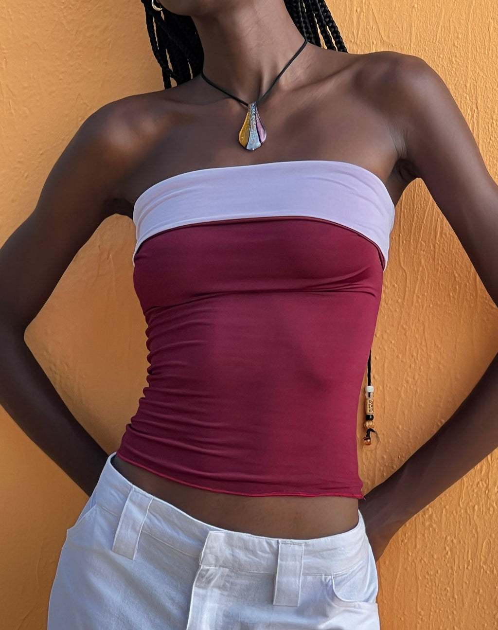 Brylee Bandeau Crop Top en Vino Lila