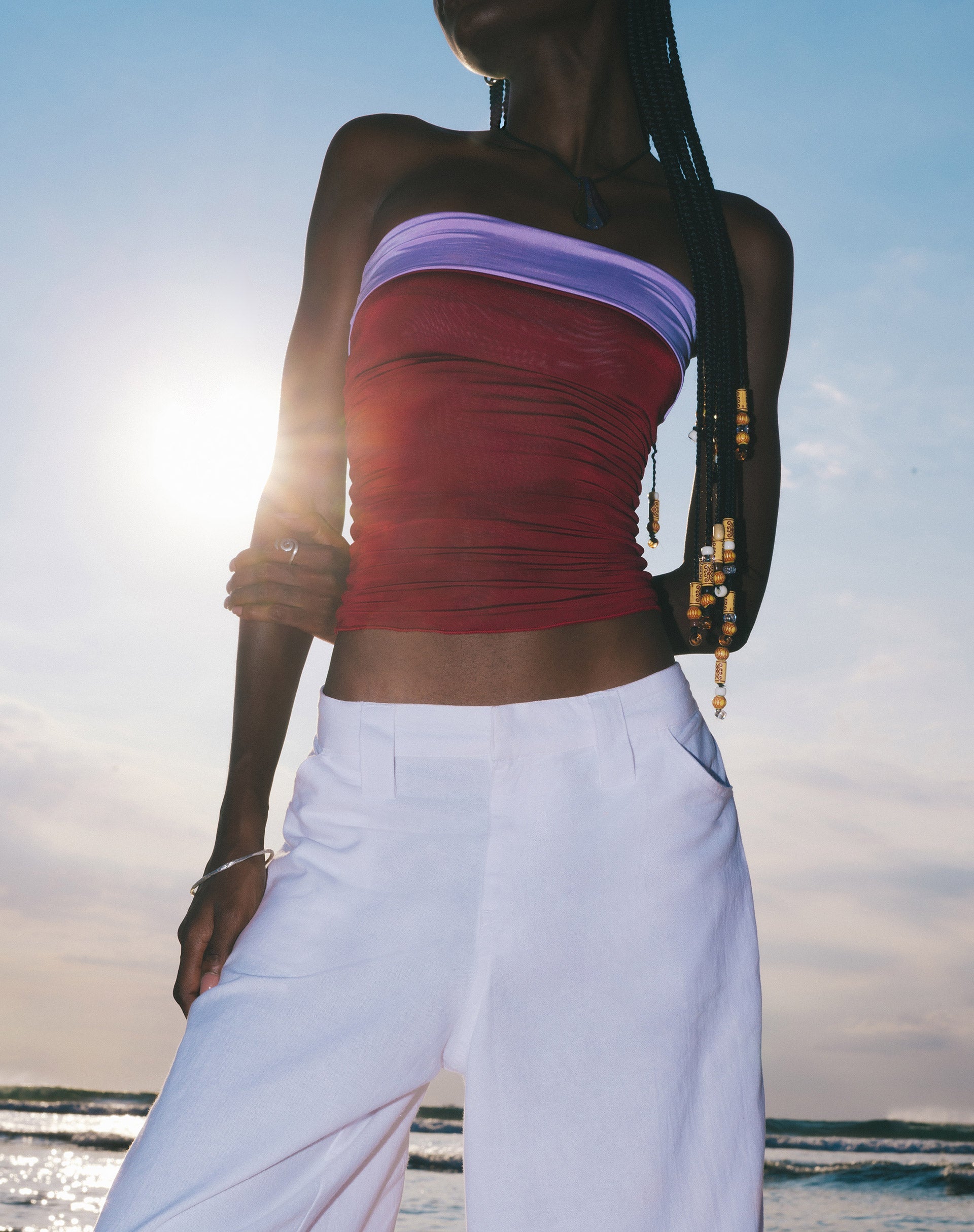 Imagen de Brylee Bandeau Crop Top en Vino Lila