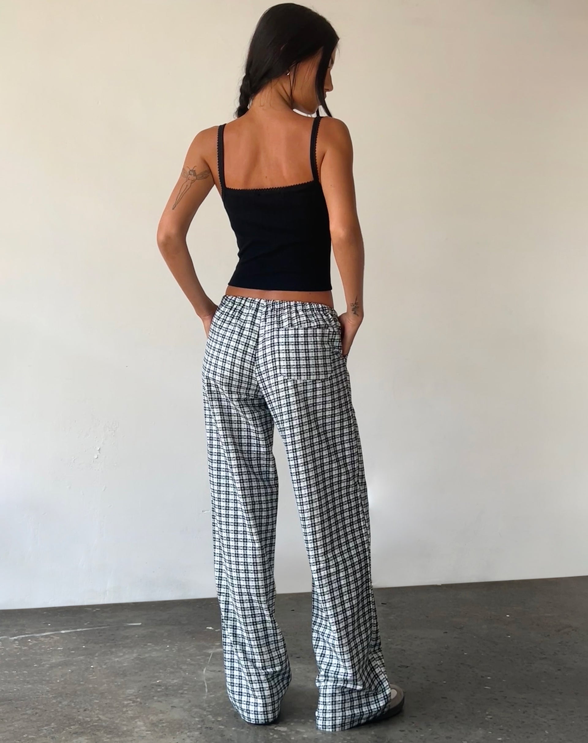 Imagen de Lirura Pantalón de pierna ancha a cuadros Brandy