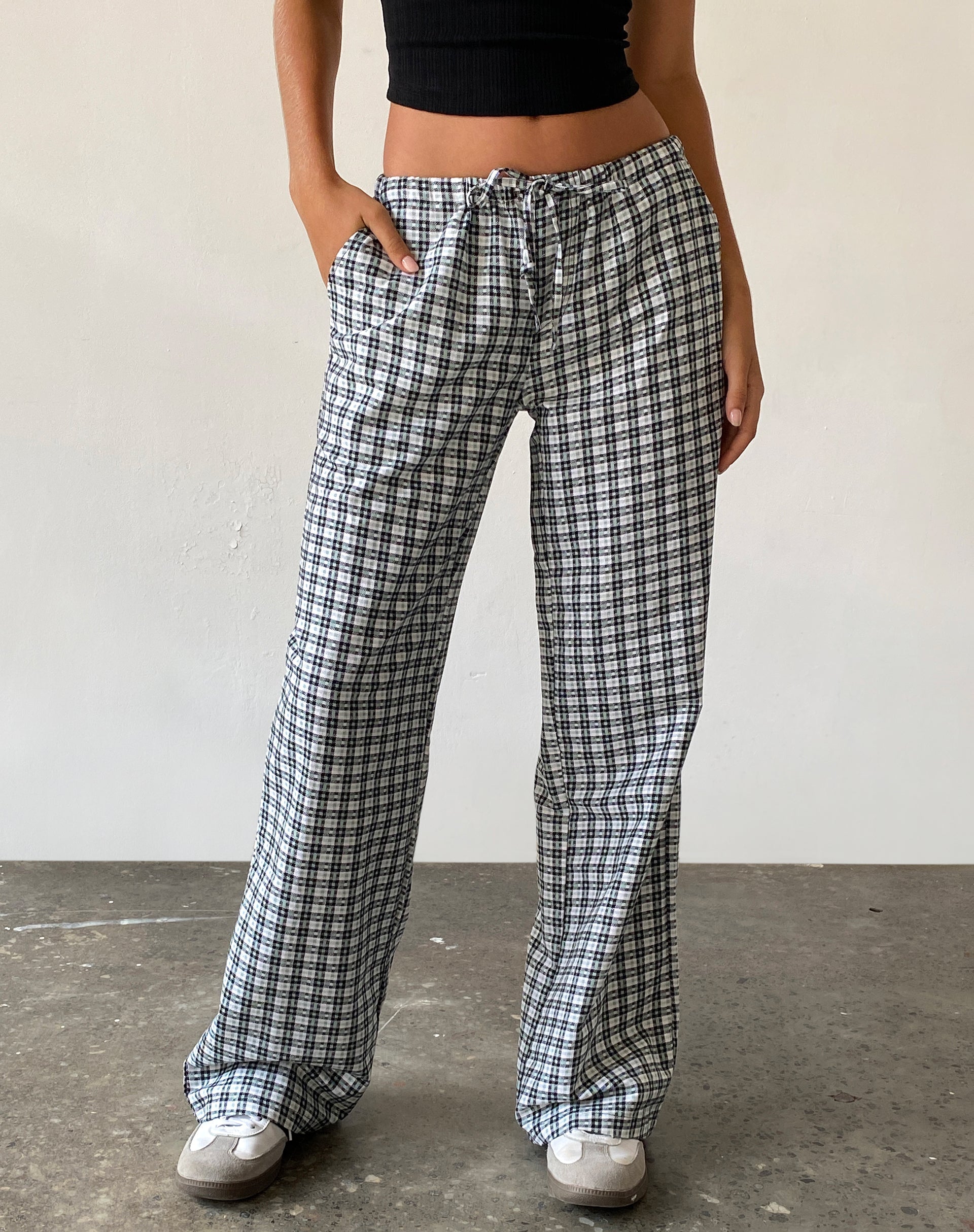 Imagen de Lirura Pantalón de pierna ancha a cuadros Brandy