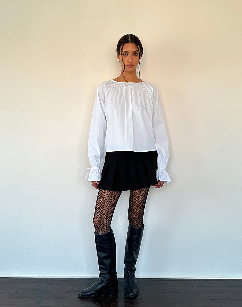 Imagen de la blusa Bulila Tie Sleeve de popelina blanca