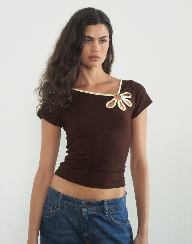 Imagen de Bunga Flower Cut Out Top en Chocolate Amargo con Encuadernación Limón