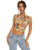 imagen de MOTEL X BARBARA Shrunken Tee in 90's Tropical Collage