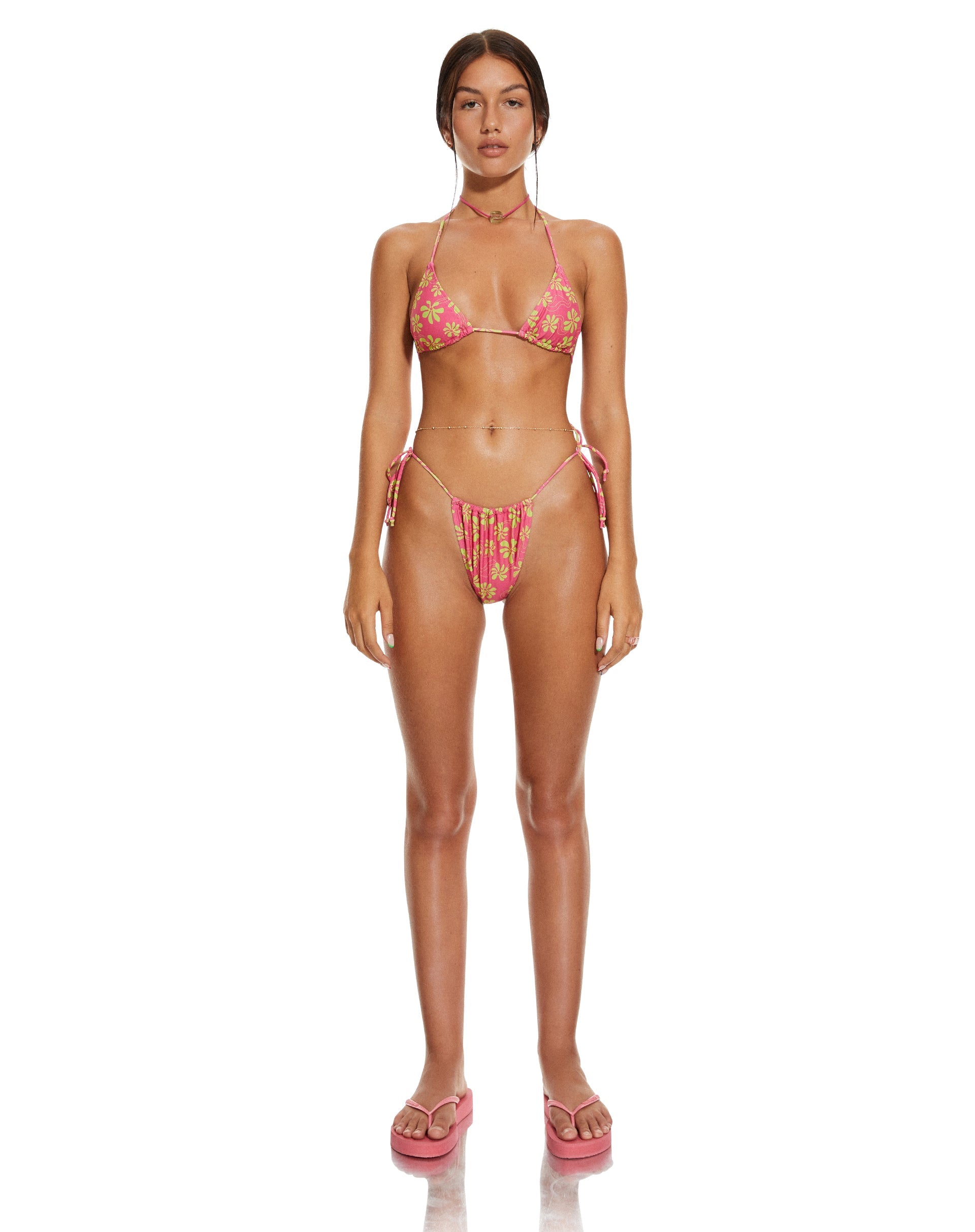 imagen de MOTEL X BARBARA Leyna Braguita de bikini en rosa cálido floral playero de los 90