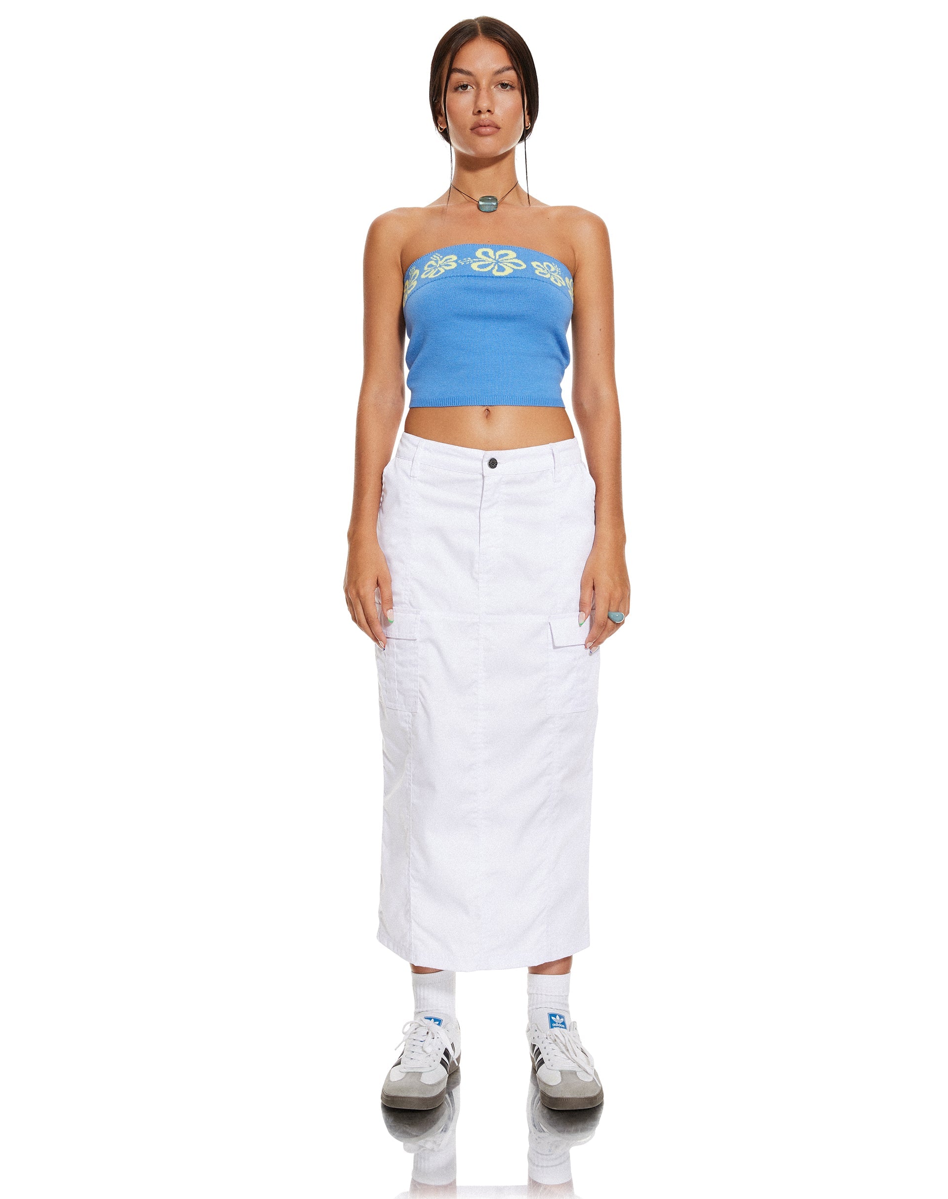 imagen de MOTEL X BARBARA Delina Crop Top en Hibiscus Azul